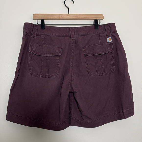 Carhartt El Paso Shorts Women’s Cotton Relaxed Fit Roll Tab Burgundy Size 16 - Picture 6 of 14